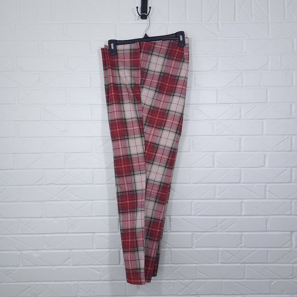 H&M Red and Cream Plaid Ankle Pants
